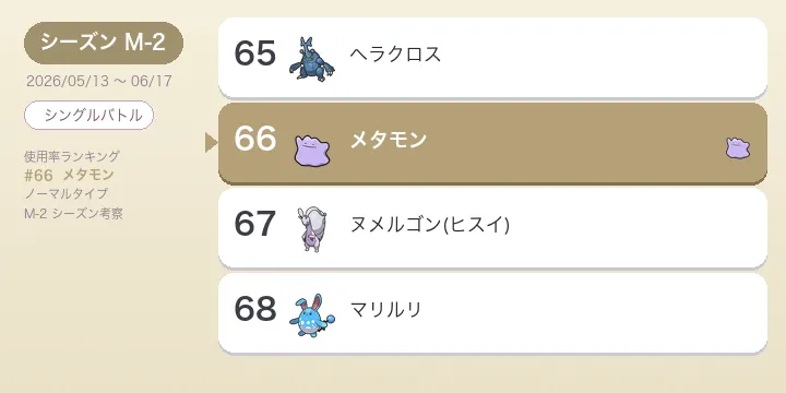 メタモン考察 M-2 使用率66位 へんしんコピーの立ち回り