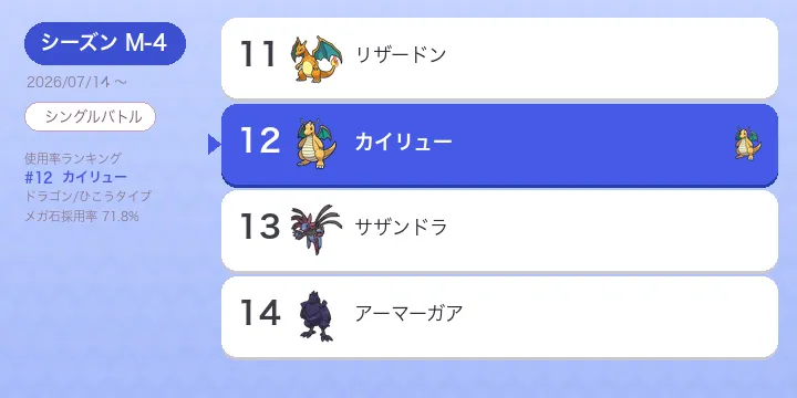 【ポケモンチャンピオンズ】メガカイリュー 考察 M-4 シーズン 特殊型と物理先制型の使い分け