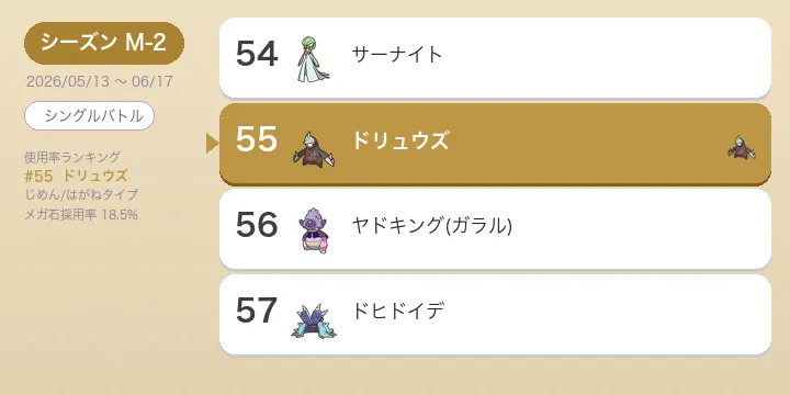 ドリュウズ考察 M-2 使用率55位 すなかきとかたやぶりの型別解説